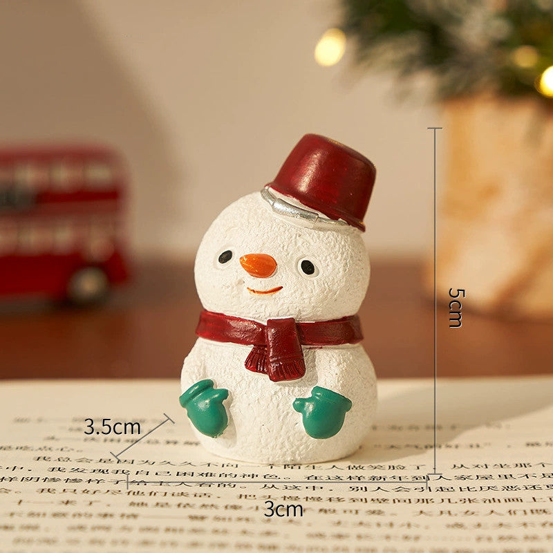 4-Pack Mini Christmas Figurines (2-2.8 Inches) - Tabletop Decor & Stocking Stuffer Gifts