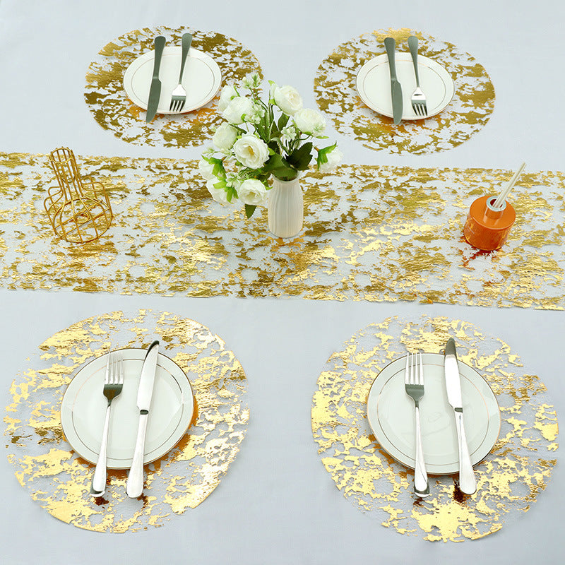 Luxury Disposable Gold Foil Round Placemats - 13" (20 Pcs) for Wedding Hotel & Dining Table Decor