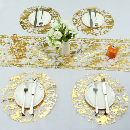 Luxury Disposable Gold Foil Round Placemats - 13" (20 Pcs) for Wedding Hotel & Dining Table Decor