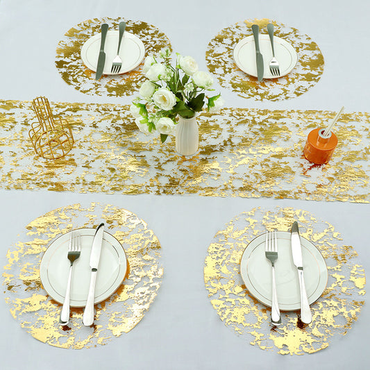 Luxury Disposable Gold Foil Round Placemats - 13" (20 Pcs) for Wedding Hotel & Dining Table Decor