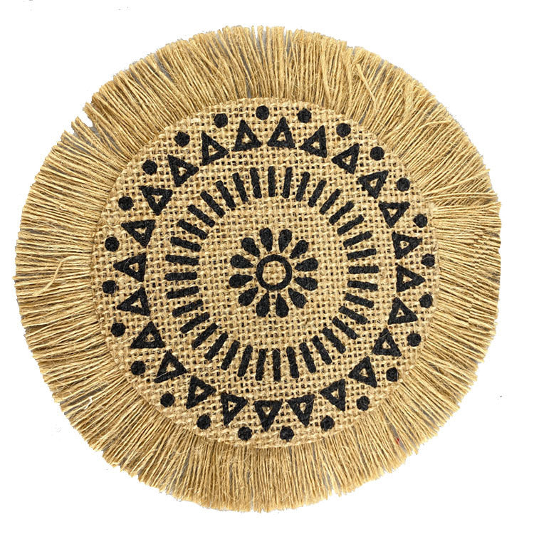 Bulk 2pcs 15 Inch Boho Round Braided Placemats with Tassel Vintage Vase Mat for Home Party Birthday Wholesale