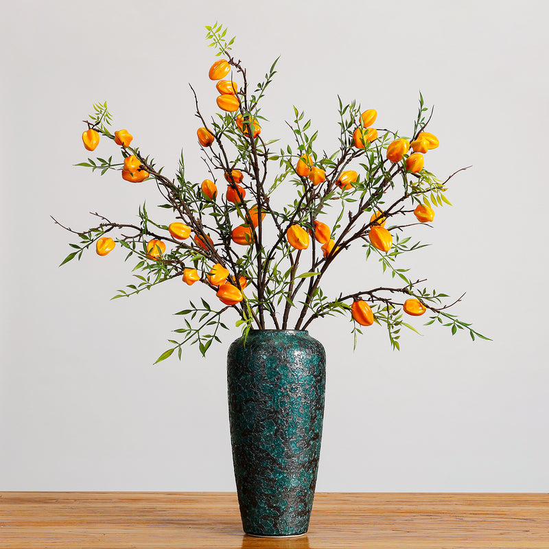 Artificial Starfruit Branch, Realistic Plastic Fruit & Leaves for Home Decor, Weddings & Events