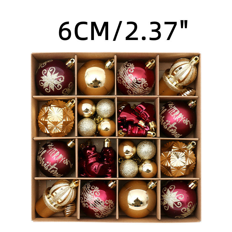 Cross-Border Christmas Ornaments | 42-Piece Red/Green/Gold Painted Christmas Ball Set Tree Decorations 9.4"x9.4"x2.37" (24x24x6CM) 400g