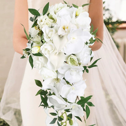 Bulk 10" Orchid Wedding Bouquets Real Touch Silk Cascading Flower for Ceremony Decor Photo Shoots Anniversary Events Wholesale