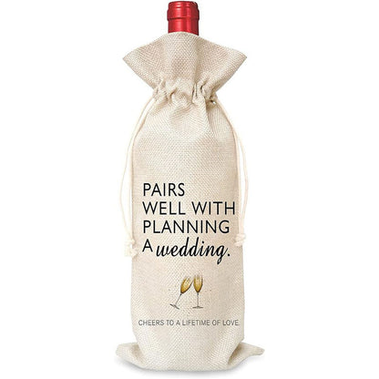 Premium Reusable Wine Gift Bags Felt PU Wedding Engagement Anniversary Bridal Shower Decor Couples Keepsake Eco Friendly Centerpiece