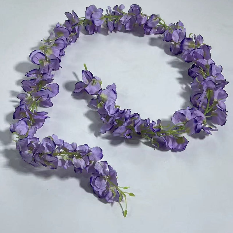 Artificial Wisteria Garland Vine, 59" Long with 168 Blooms, Silk-Like Fabric, for Weddings, Home & Event Decor