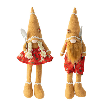 Christmas Gingerbread Gnome Doll - Long-Legged Plush Ornament Holiday Decoration