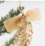 Gold Leaf Cross Hexagon Glass Christmas Ornaments Bulk Pack Holiday Decorations