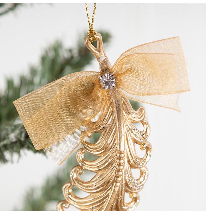 Gold Leaf Cross Hexagon Glass Christmas Ornaments Bulk Pack Holiday Decorations