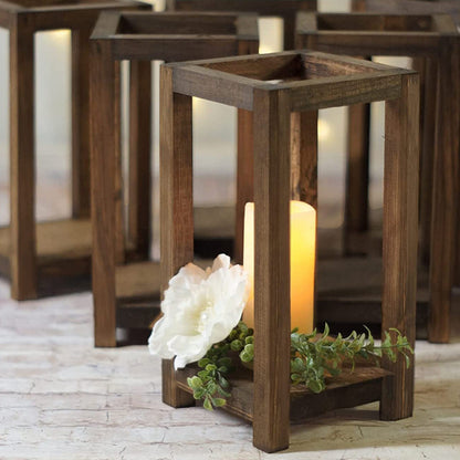 Bulk Artisanal Wood Candle Lanterns Rustic Wedding Centerpieces with Hand Distressed Finishing Multi-Height Adjustable Farmhouse Décor for Fireplace Mantels Barn Weddings Christmas Tablescapes Wholesale