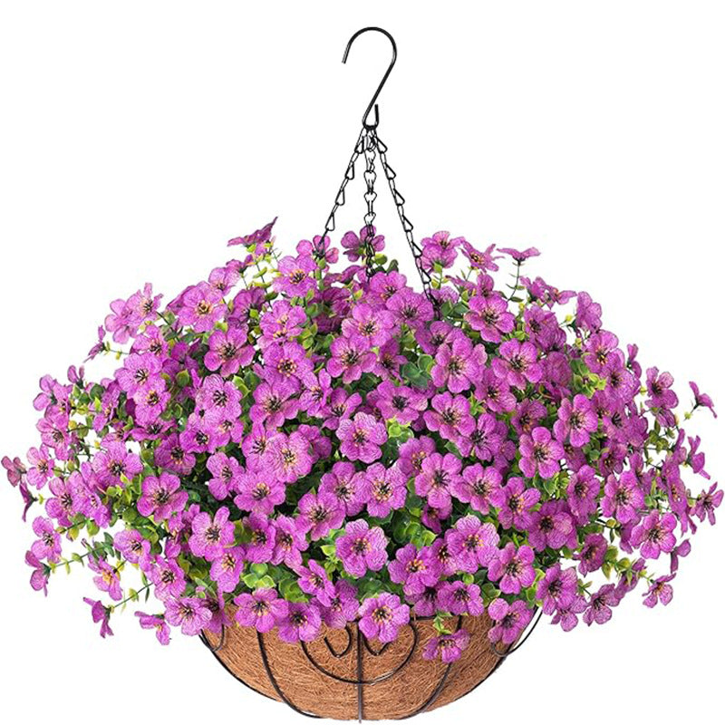 Premium Artificial Hanging Flower Basket UV-Resistant Silk Daisy Eucalyptus Outdoor Porch Patio Balcony Yard All-Weather 3D Pistil