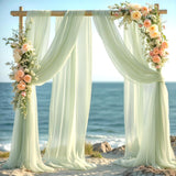 White Sheer Wedding Backdrop Fabric - Outdoor Wedding Arch Decor for Party & Ceremony