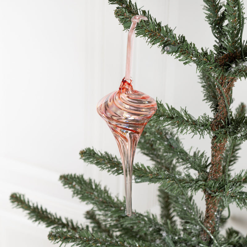 Bulk Christmas Glass Ornaments 12 Pcs Sparkle Helical Drop Decorations for Christmas Tree