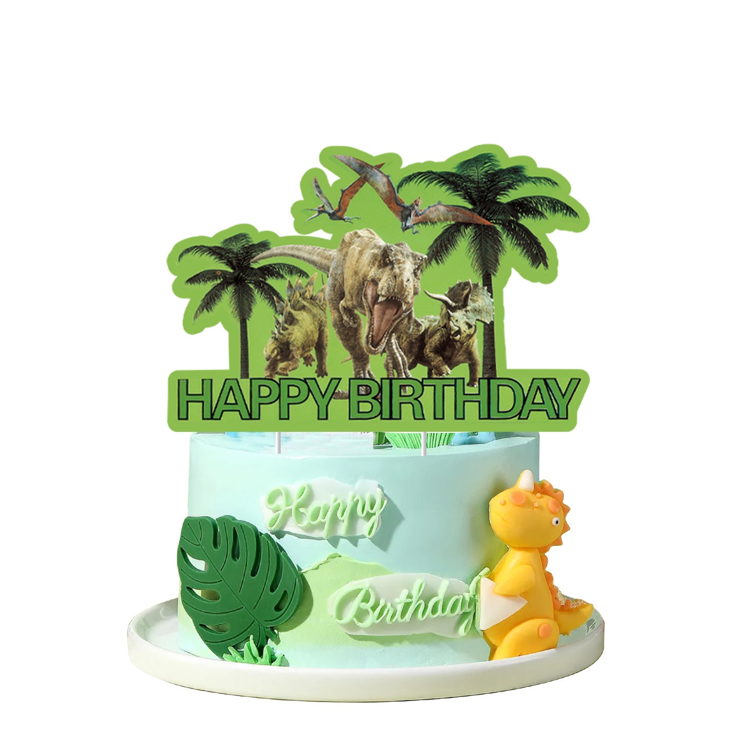Dinosaur Birthday Party Decorations Set - Banner Cake Toppers Hanging Spirals for Kids’ Prehistoric Celebration