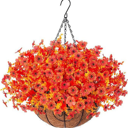 Premium Artificial Hanging Flower Basket UV-Resistant Silk Daisy Eucalyptus Outdoor Porch Patio Balcony Yard All-Weather 3D Pistil