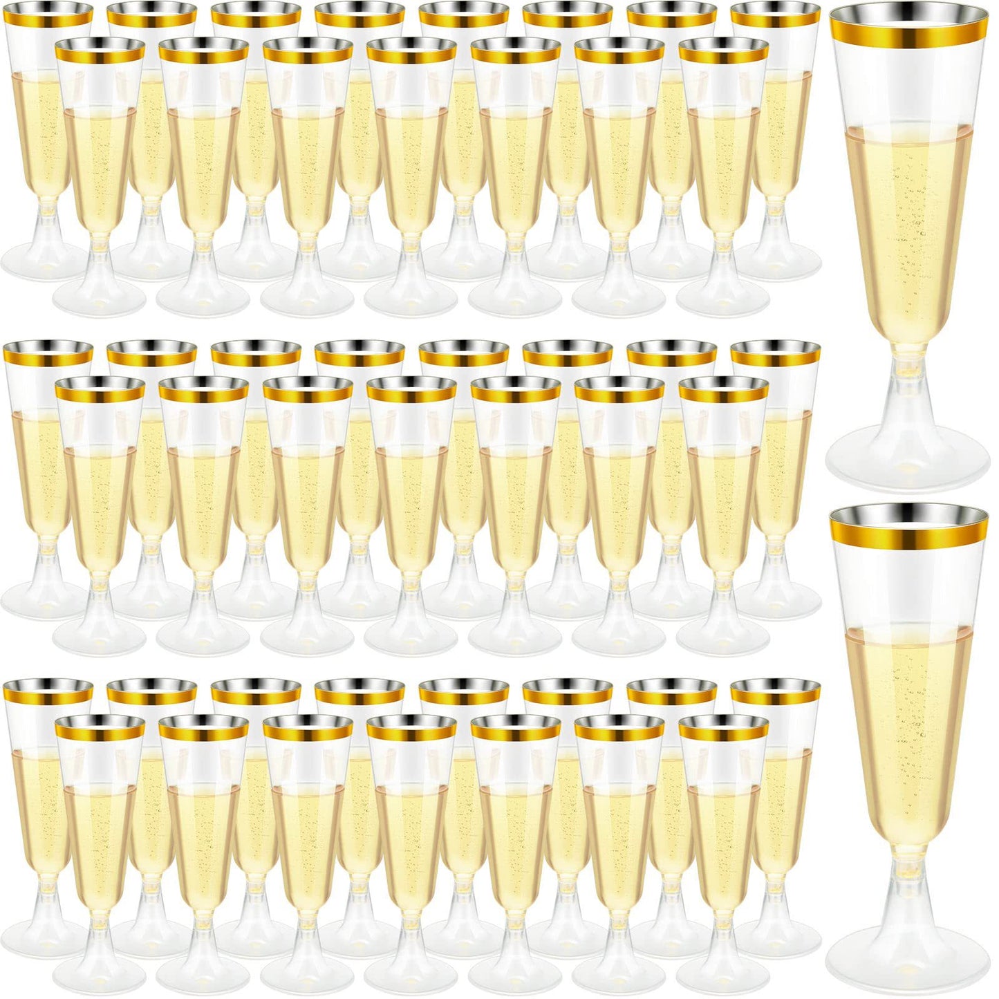 Bulk 25 Pcs Disposable Champagne Cups 2025 Crystal Clear Acrylic Toasting Flutes Non-Slip for Wedding Receptions&NYE Party Decor Wholesale