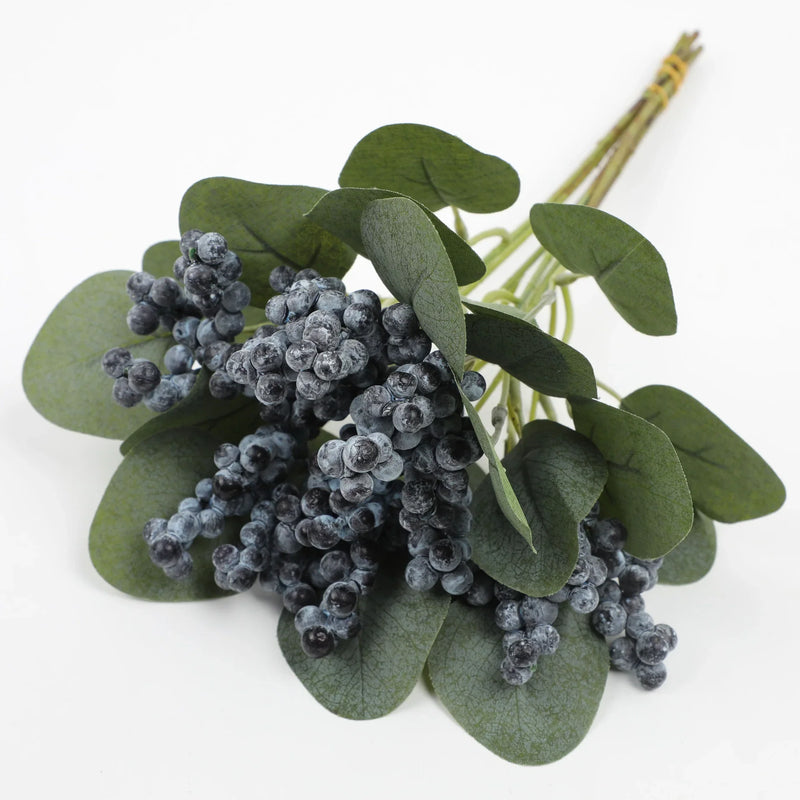 6 Pcs Artificial Holly Berry Stems with Green Leaves for Christmas Decoration