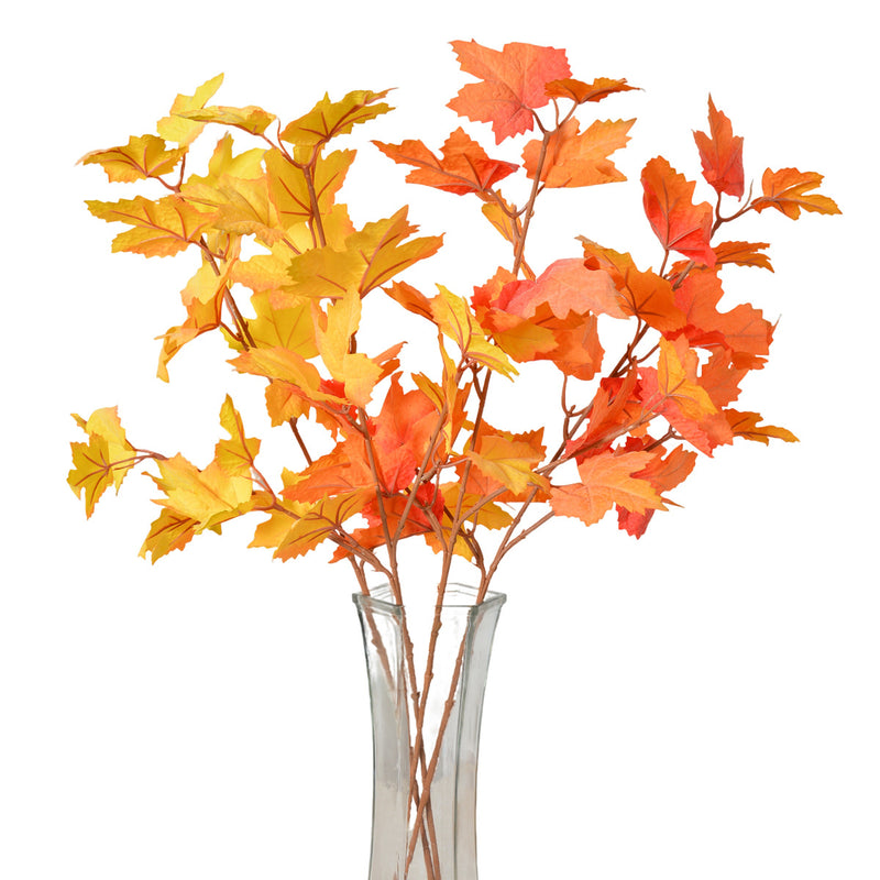 Artificial Maple Leaf Stem, 28" Fall & Christmas Decor, Realistic Faux Foliage for Home, Wedding & Commercial Displays