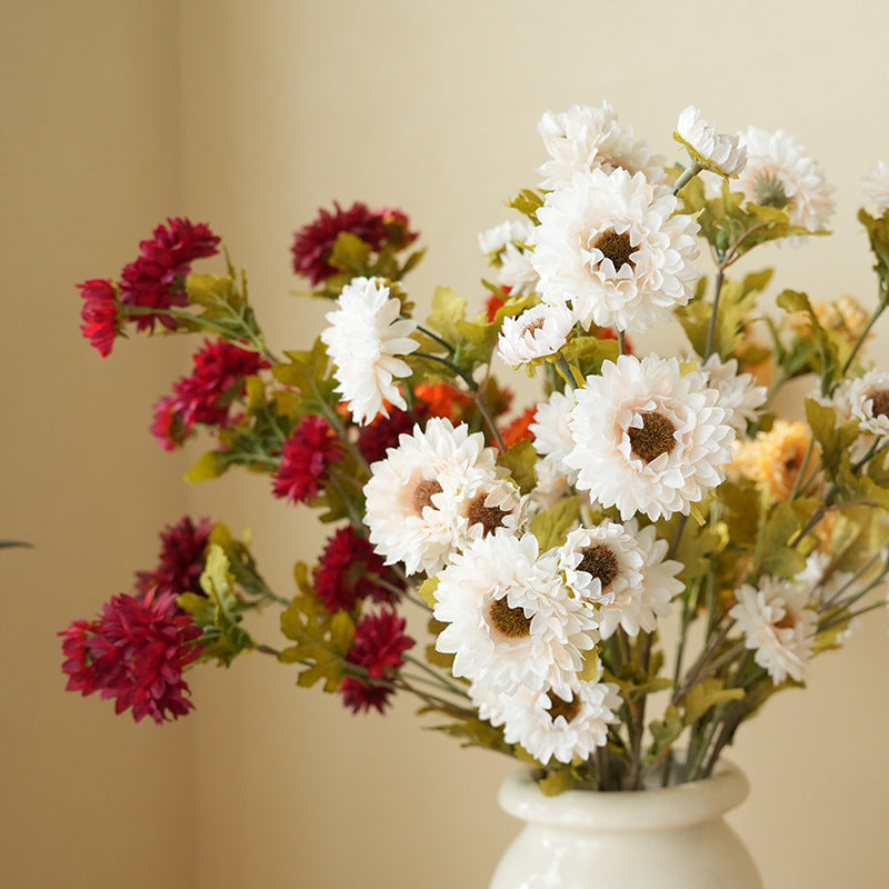 21" Artificial Daisy Bush with 8 Blooms, Silk Flowers for Home Decor, Wedding Arrangements, DIY Projects