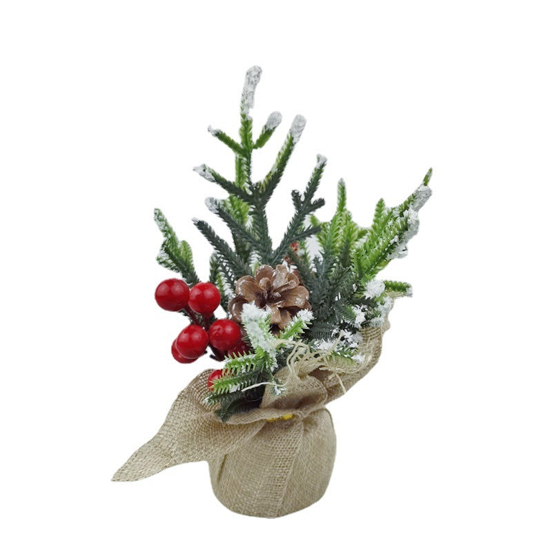 Simulation Mini Xmas Tree with Cedar Branches, Tabletop Ornament, Bulk Wholesale Pack