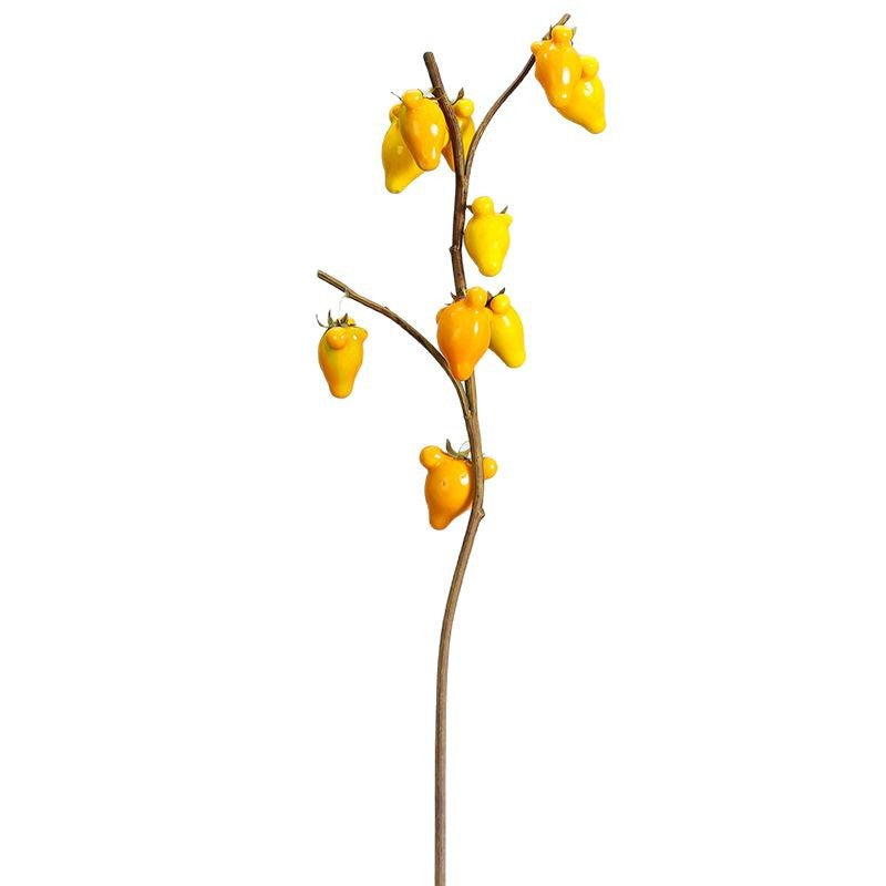 Single Stem Artificial Goldfruit Branch with 10 Blooms, 26" Long, Foam Material, Perfect for Home Decor, Weddings, and Events