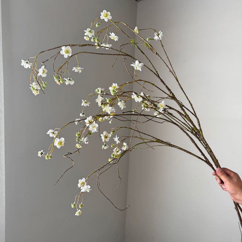 Long Stem Pearl Plum Delphinium Artificial Flower, 52", Silk, White/Blue/Yellow, Wedding, Home Decor, Event Styling