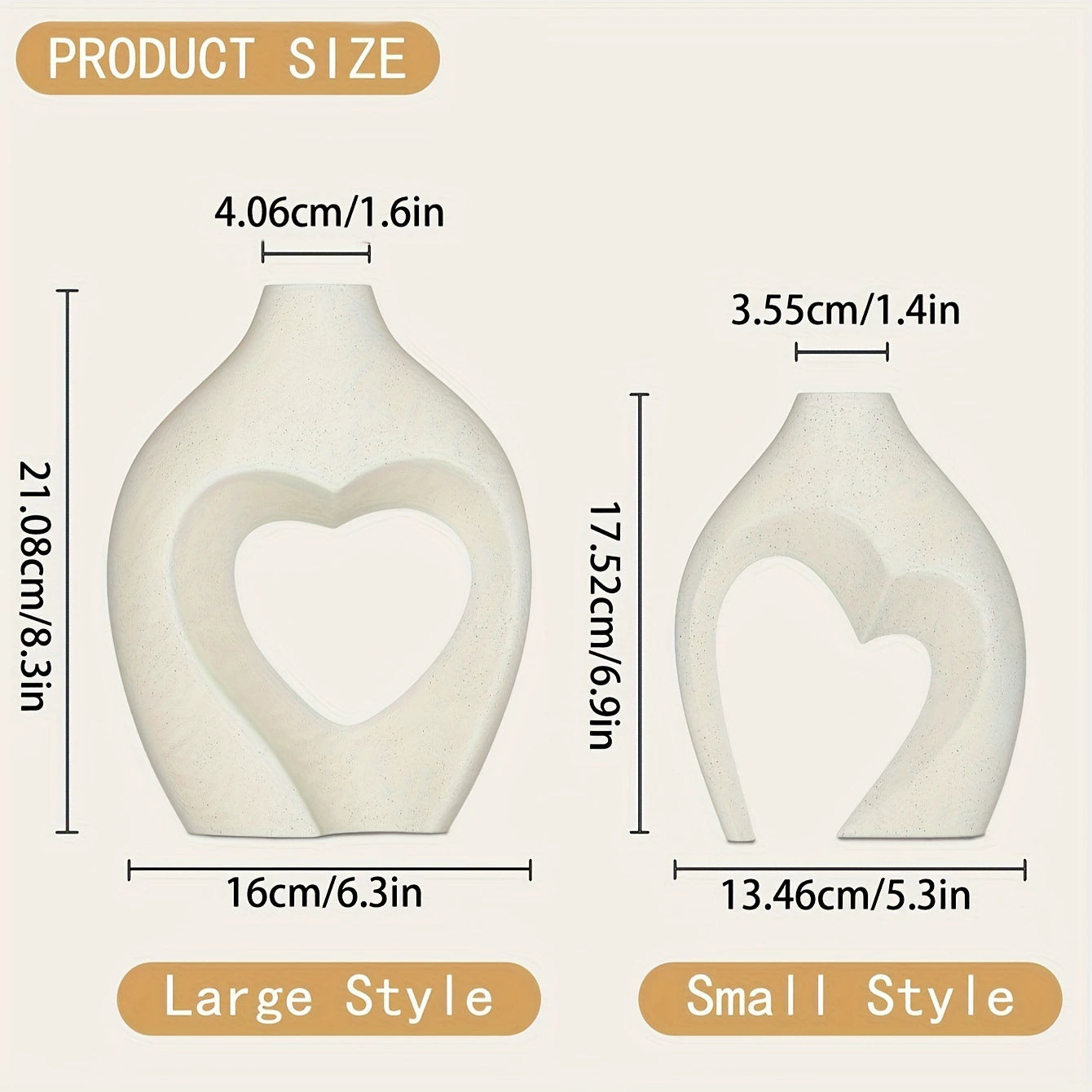 Bulk 2 Pack Heart Shaped Vases Hand-Glazed Heart-Shaped Ceramic Duo Set with Asymmetrical Silhouette Sculptural Centerpieces for Wedding Sweetheart Tables Mid-Century Sideboards Interior Designer Showhouses Wholesale