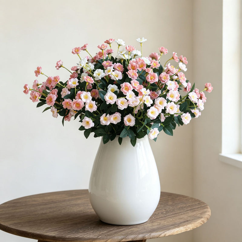 Artificial Silk Rose Bush, 15" Realistic Floral Arrangement for Weddings, Home Decor & Events, Bulk Wholesale Available