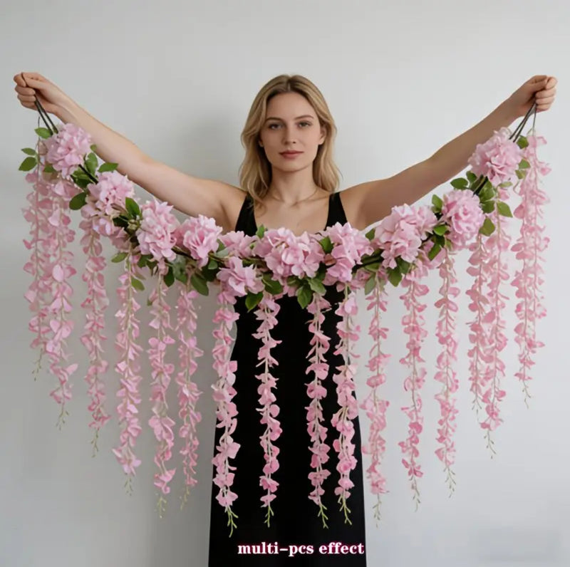 Artificial Wisteria Garland Vine, Silk-Like Fabric, 91" Long, Indoor Decor for Home, Wedding, or Events