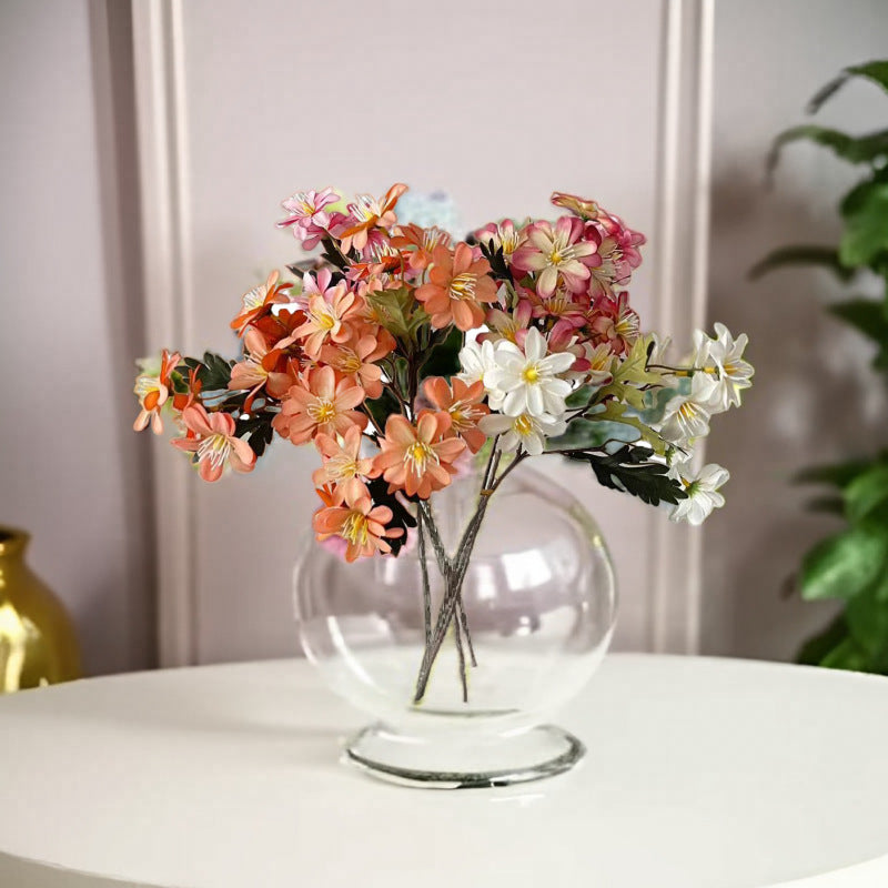 Rustic Daisy Bush Artificial Flowers, 19" Silk Daisy Bouquet, Set of 12 Blooms, Perfect for Weddings, Home Decor, and Events