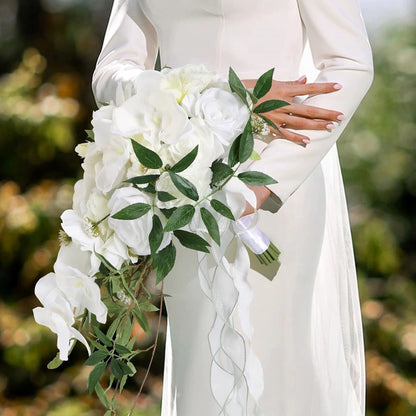 Bulk 10" Orchid Wedding Bouquets Real Touch Silk Cascading Flower for Ceremony Decor Photo Shoots Anniversary Events Wholesale