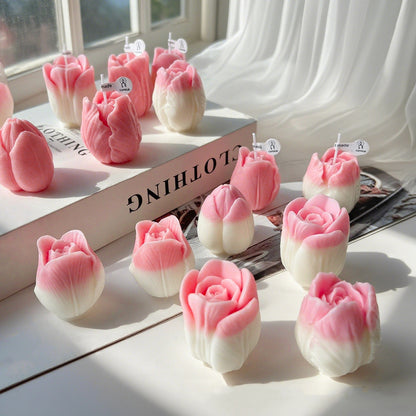 Valentine’s Day Tulip Candle Decor - Romantic Ambiance Accent for V-Day Tables & Bedrooms