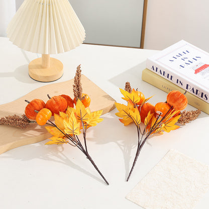 Halloween Faux Velvet Pumpkin Decor 2-Pack - Home Decoration Photo Prop & Flower Arrangement Accessory