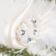 Simulated Feather Swan Christmas Hanging Ornaments with Diamond Accent, Bulk Set