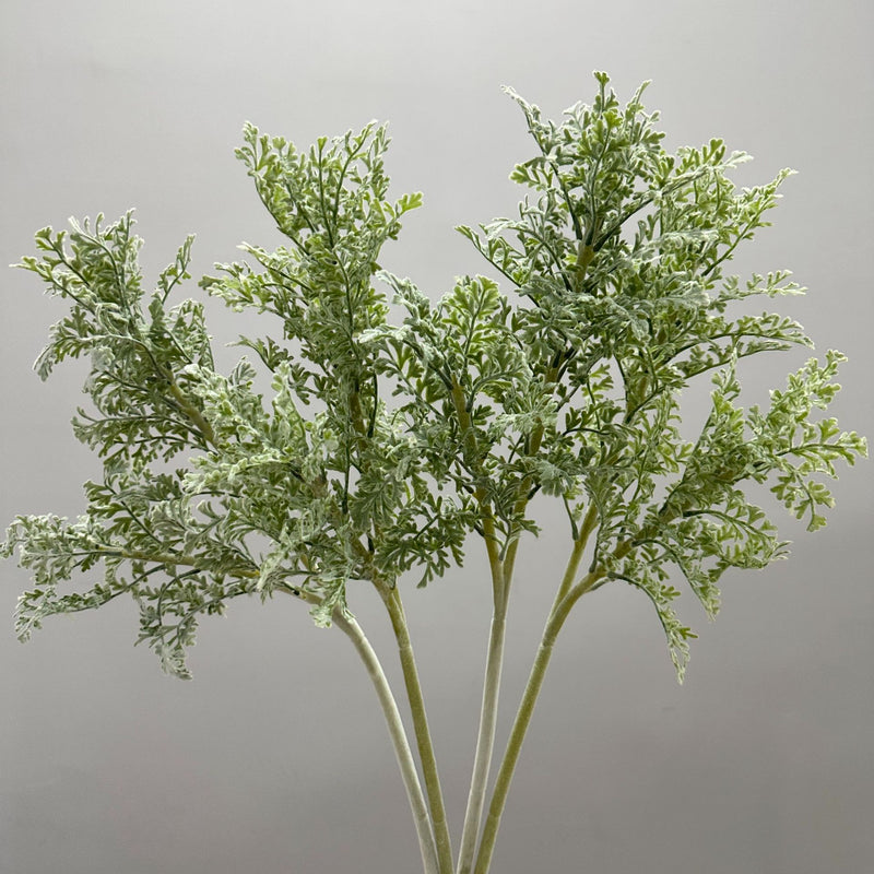Artificial Dusty Miller Bush, Silver Leaf Foliage, 24" Tall, Perfect for Weddings, Home Decor, and Events