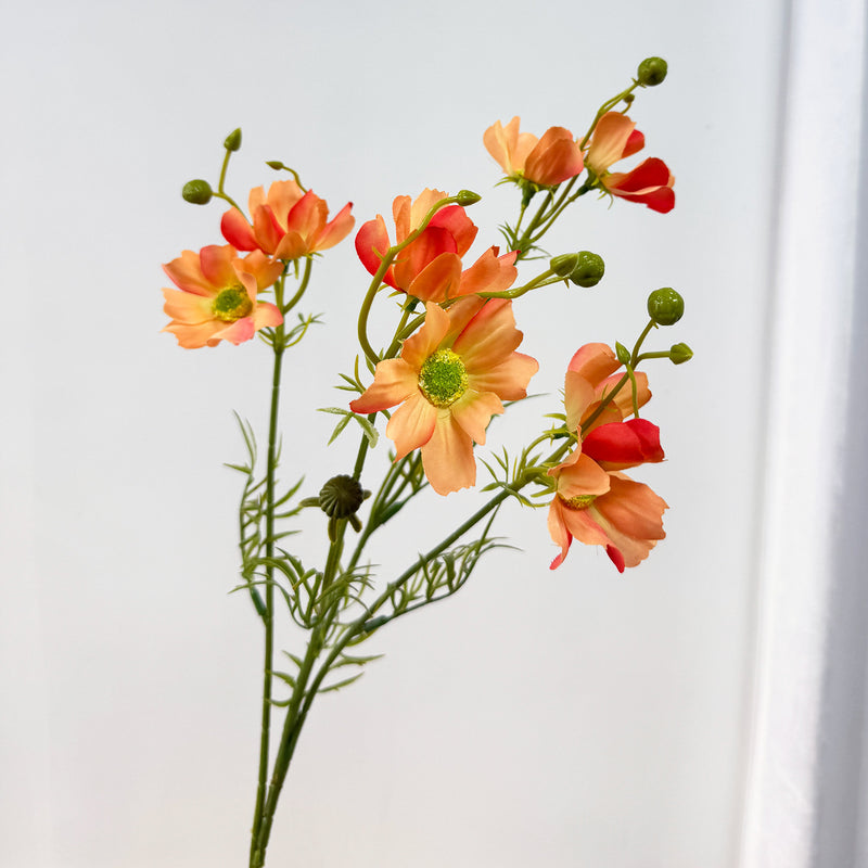 Realistic Cosmos Silk Flower Bush with 8 Blooms, 27" Tall, Rustic Floral Arrangement for Weddings, Home Decor & Events