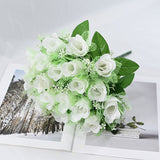 Bridal Wedding Bouquet: 18-Head Artificial Rose Bouquet with Tulle (Wedding Decor & Home Table Accent)