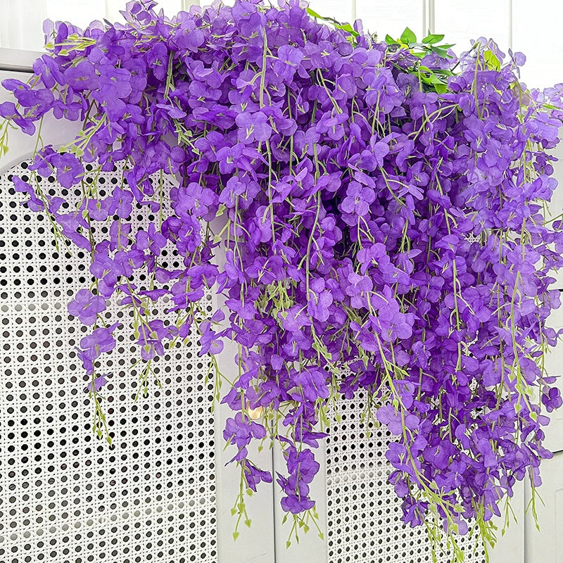 Bulk 12 Pack Wisteria Artificial Flowers Vines Rust Proof  Chains Fade Proof for Wedding Arch Garden Wall Outdoor Decor Wholesale