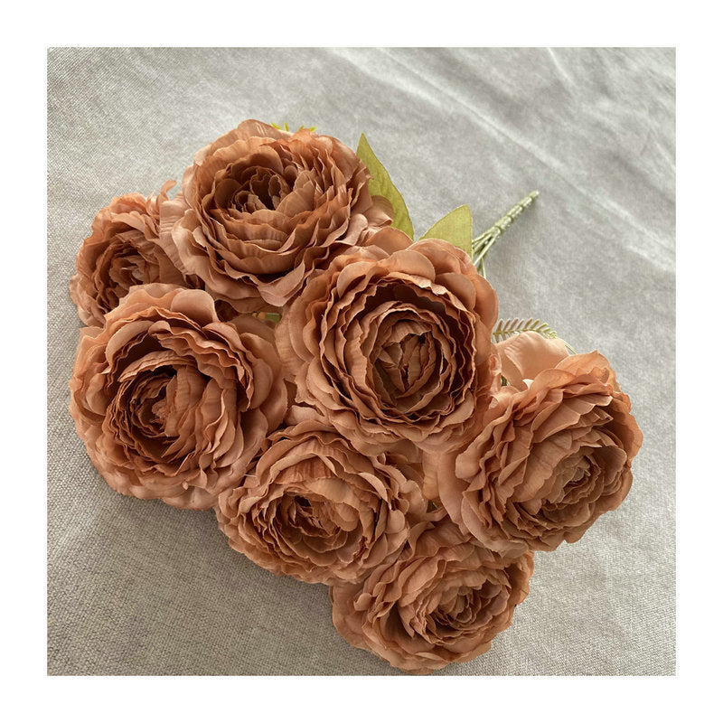 Artificial Peony Bush with 7 Blooms, 16" Tall, Silk-Like Fabric, Perfect for Weddings & Home Decor