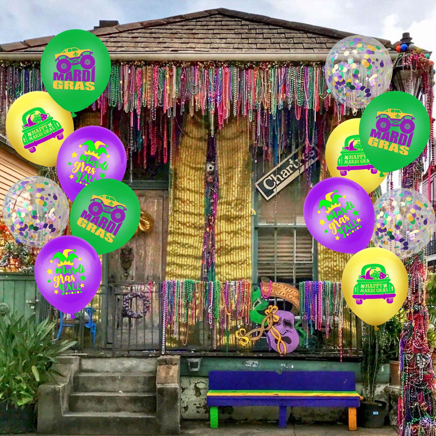 Bulk Mardi Gras Party Latex Balloons for Carnival Birthday Baby Shower Wedding Party Supplies Decorations Home Outdoor Decor Wholesale