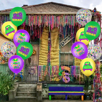 Bulk Mardi Gras Party Latex Balloons for Carnival Birthday Baby Shower Wedding Party Supplies Decorations Home Outdoor Decor Wholesale