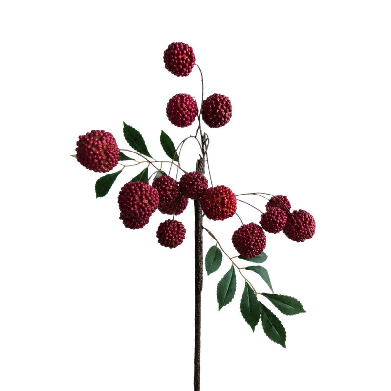 Artificial Litchi Fruit Branch, 15-Bloom Bush, 22" Tall, Realistic Plastic Floral for Home Decor, Window Display