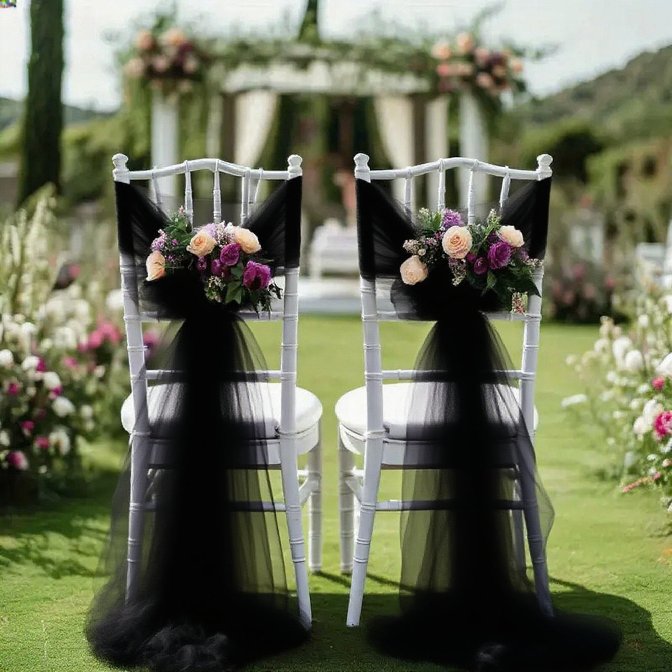 Bridal Shower Chair Tulle Draping - 9.8ft x 29.5in Wedding Party Decor Fabric Romantic Chair & Arch Backdrop