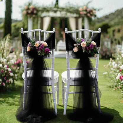 Bridal Shower Chair Tulle Draping - 9.8ft x 29.5in Wedding Party Decor Fabric Romantic Chair & Arch Backdrop