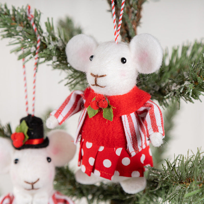 Bulk Christmas Felt Mice Ornaments 12 Pcs Hanging Decor for Tree Wreath Home Party Supplies