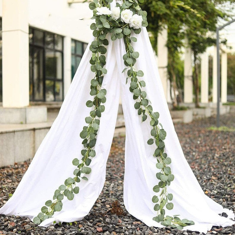 Eucalyptus Leaf Vine, 146-Leaf Artificial Trailing Plant, 75" Long, Wedding Decor, Home & Commercial Styling