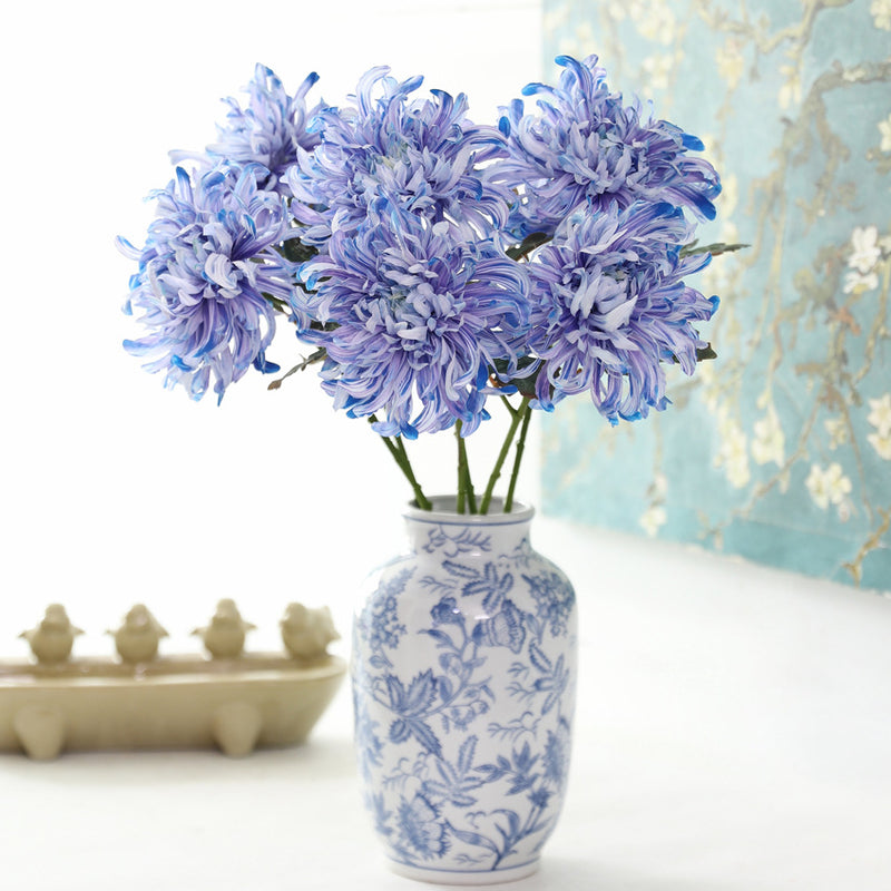 Artificial Peony Chrysanthemum Single Stem, Faux Silk Fabric Flower, Bendable Stem for Home, Holiday & Window Display