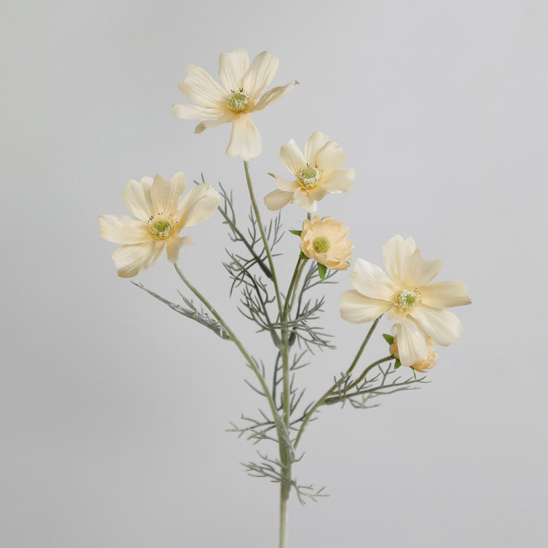 Artificial Cosmos Flower Bush with 6 Blooms, Silk-Like Fabric, 24" Tall, Indoor Decor