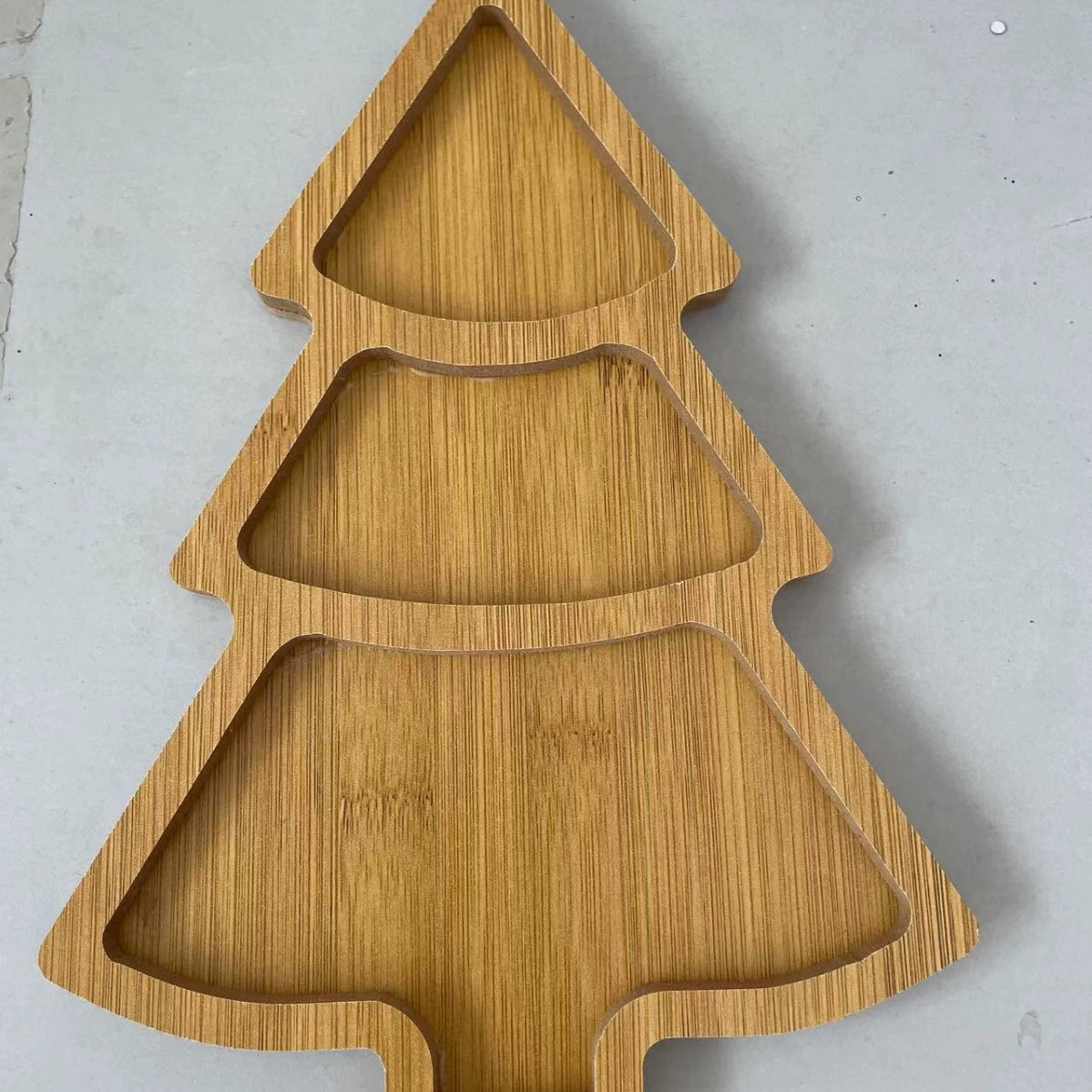 Wooden Christmas Tree - shaped Serving Trays, 10.8 Inches, Multi - compartment for Snacks, Fruits