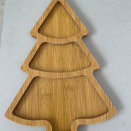 Wooden Christmas Tree - shaped Serving Trays, 10.8 Inches, Multi - compartment for Snacks, Fruits